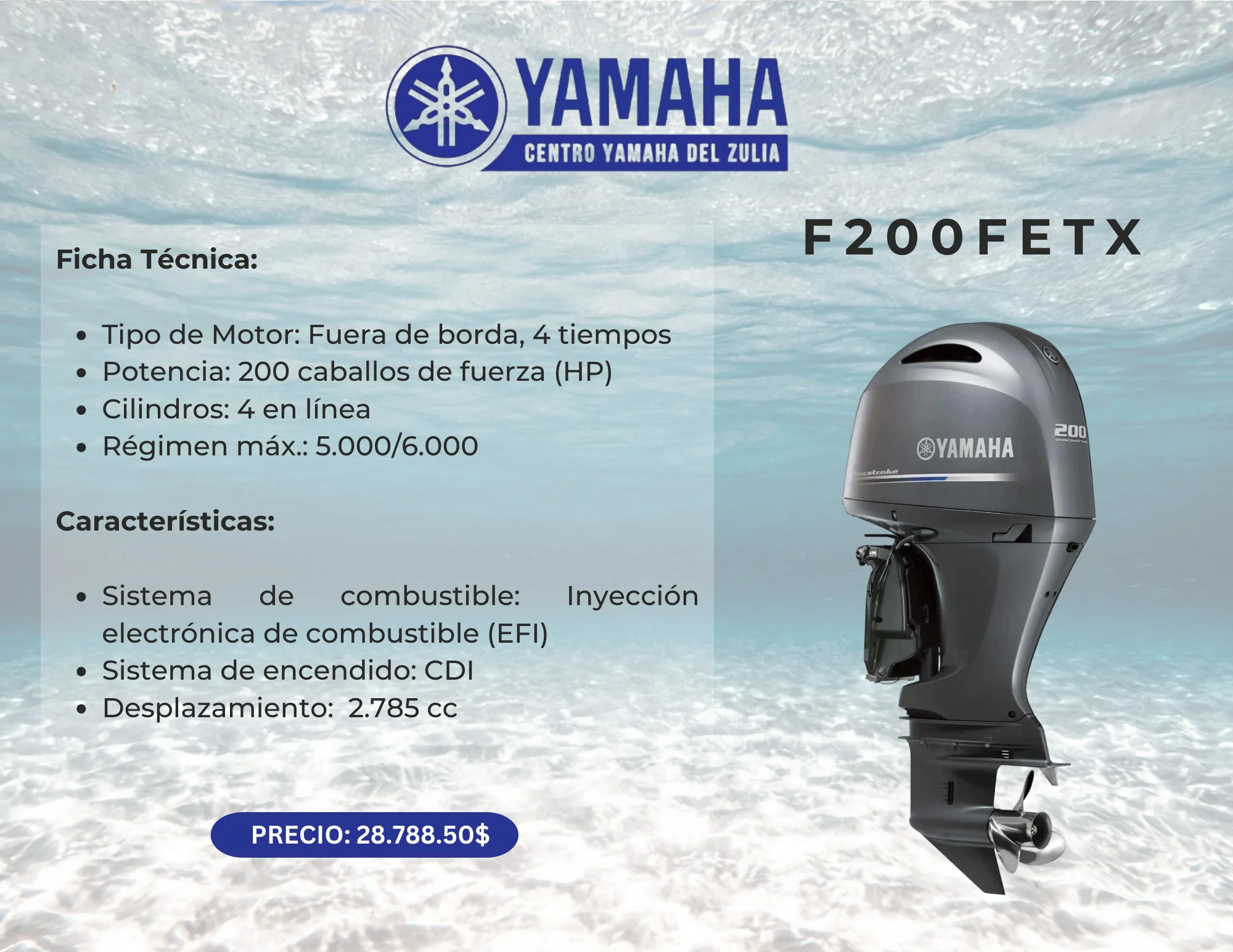 200HP MOTOR FUERA DE BORDA YAMAHA F200FETX - Image 2