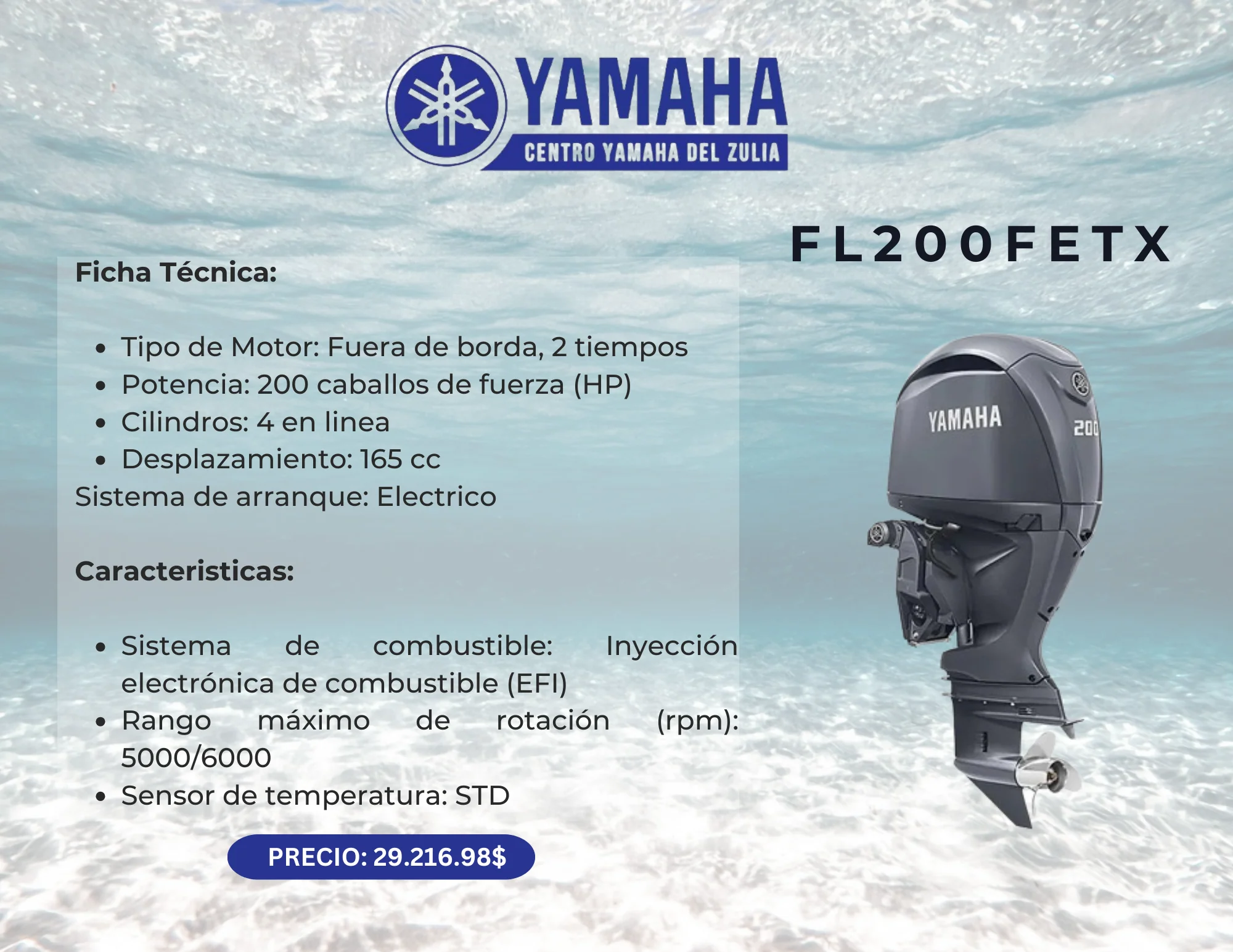 200HP MOTOR FUERA DE BORDA YAMAHA FL200FETX - Image 2
