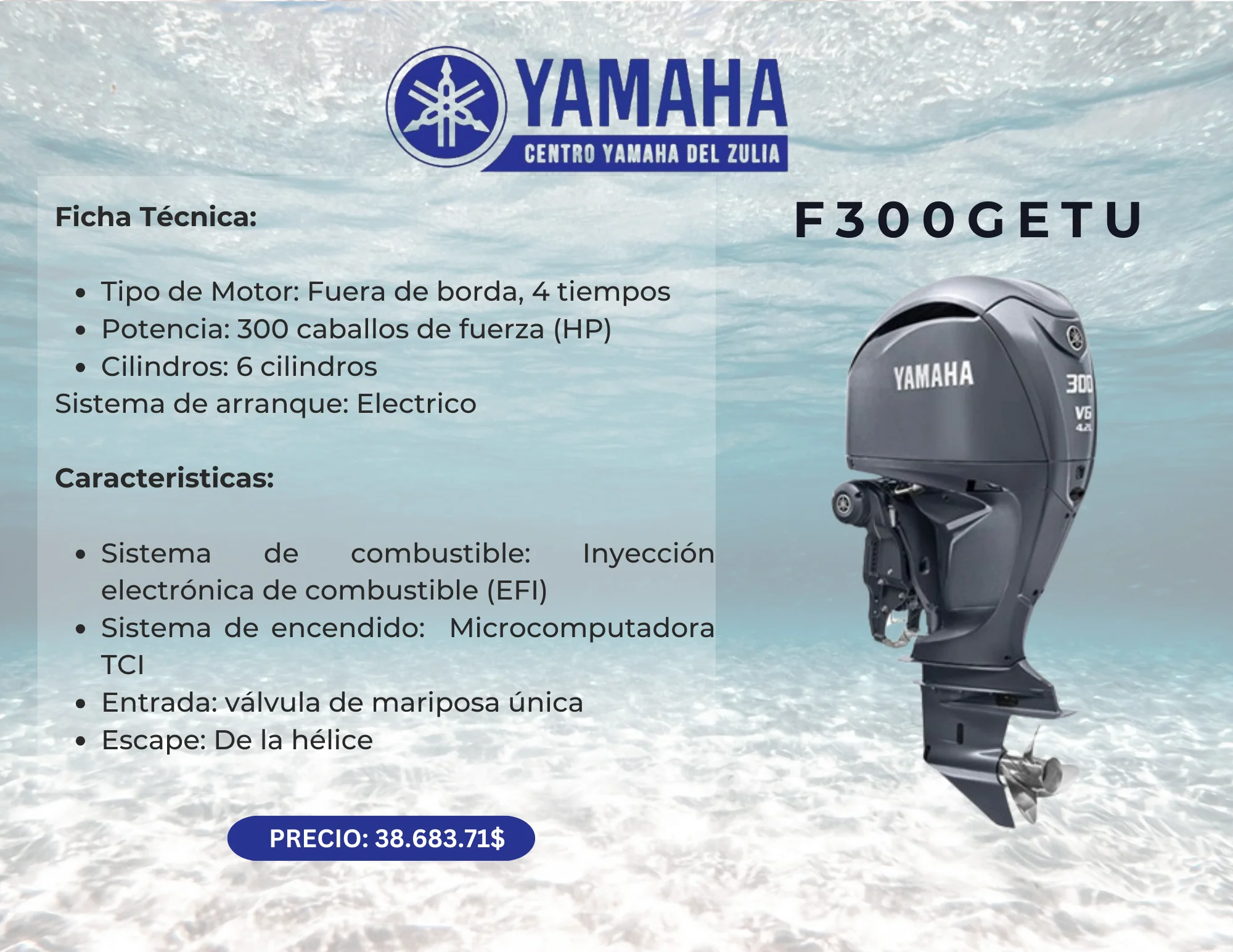 300HP MOTOR FUERA DE BORDA F300GETU - Image 2